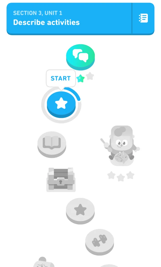 Example of Progression in Duolingo